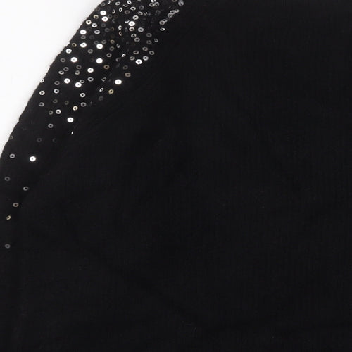 Marks and Spencer Womens Black Round Neck Acrylic Pullover Jumper Size M - Sequins