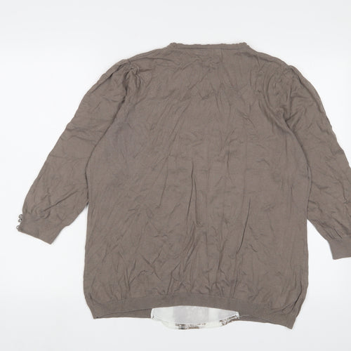 NEXT Womens Brown Scoop Neck Cotton Pullover Jumper Size 20