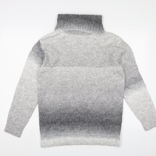 Marks and Spencer Womens Grey Roll Neck Striped Acrylic Pullover Jumper Size XL