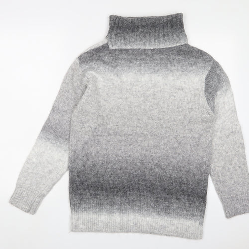 Marks and Spencer Womens Grey Roll Neck Striped Acrylic Pullover Jumper Size XL