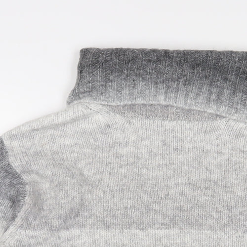 Marks and Spencer Womens Grey Roll Neck Striped Acrylic Pullover Jumper Size XL