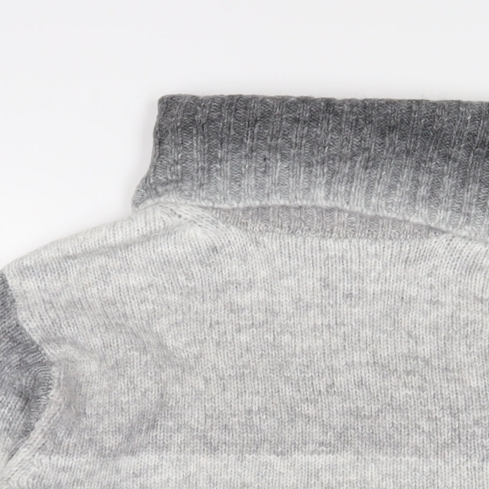 Marks and Spencer Womens Grey Roll Neck Striped Acrylic Pullover Jumper Size XL