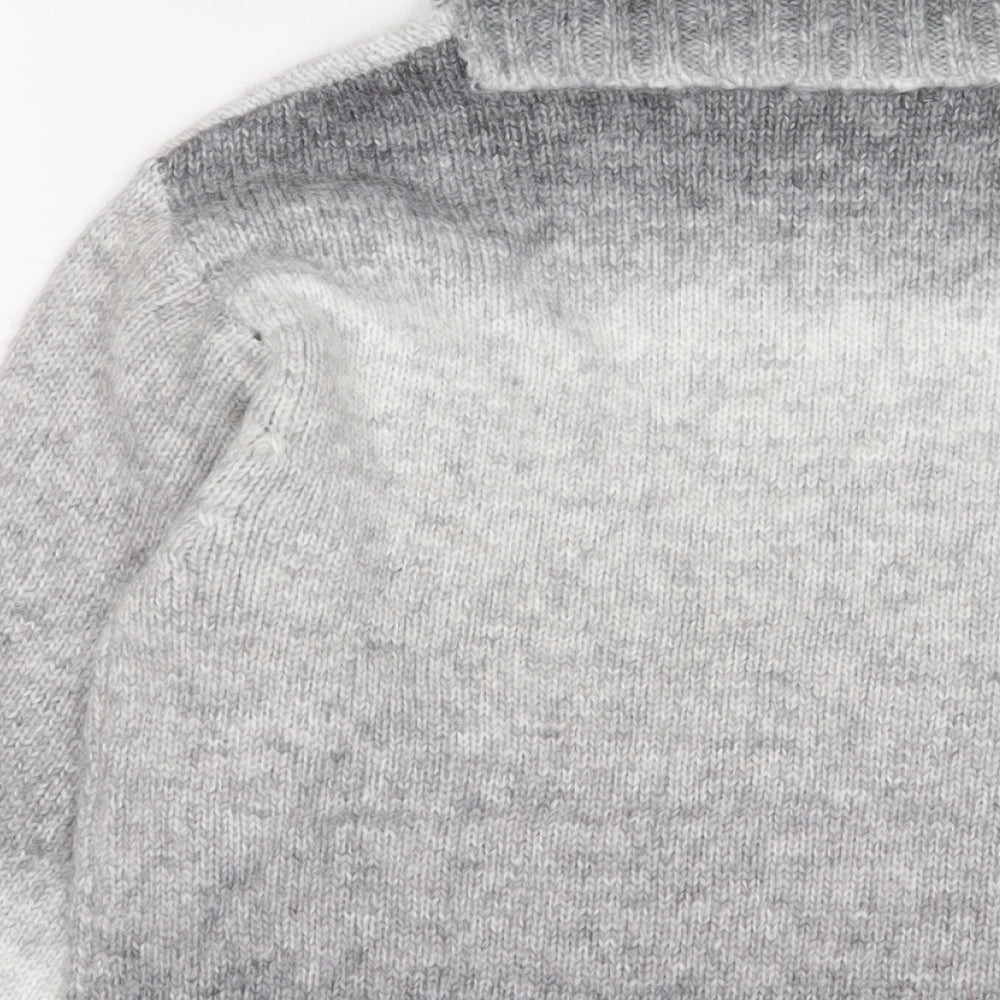 Marks and Spencer Womens Grey Roll Neck Striped Acrylic Pullover Jumper Size XL