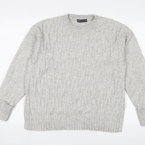 Marks and Spencer Womens Grey Crew Neck Acrylic Pullover Jumper Size L