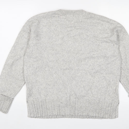 Marks and Spencer Womens Grey Crew Neck Acrylic Pullover Jumper Size L
