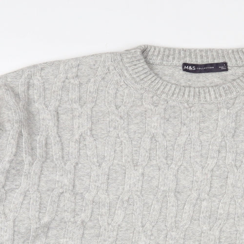 Marks and Spencer Womens Grey Crew Neck Acrylic Pullover Jumper Size L