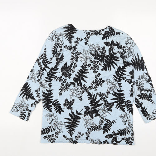 M&Co Womens Blue Crew Neck Floral Acrylic Pullover Jumper Size 12 - Buttons