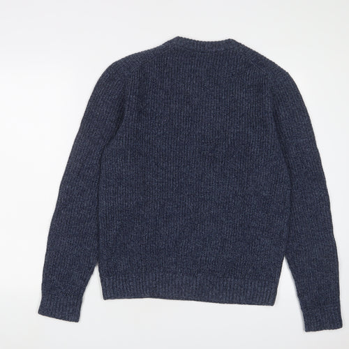 Marks and Spencer Mens Blue Crew Neck Wool Pullover Jumper Size S Long Sleeve