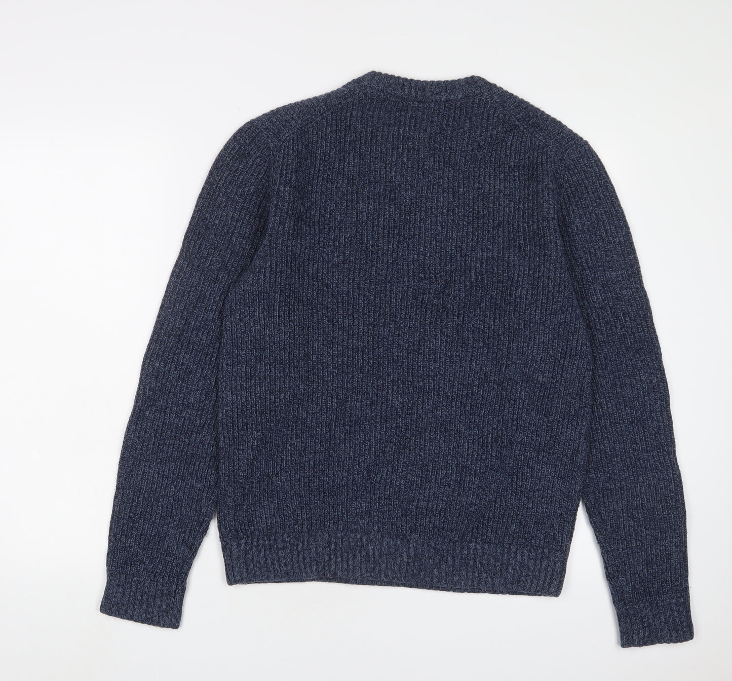 Marks and Spencer Mens Blue Crew Neck Wool Pullover Jumper Size S Long Sleeve