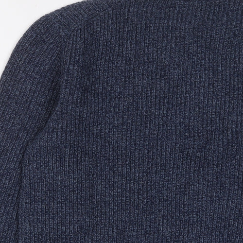 Marks and Spencer Mens Blue Crew Neck Wool Pullover Jumper Size S Long Sleeve