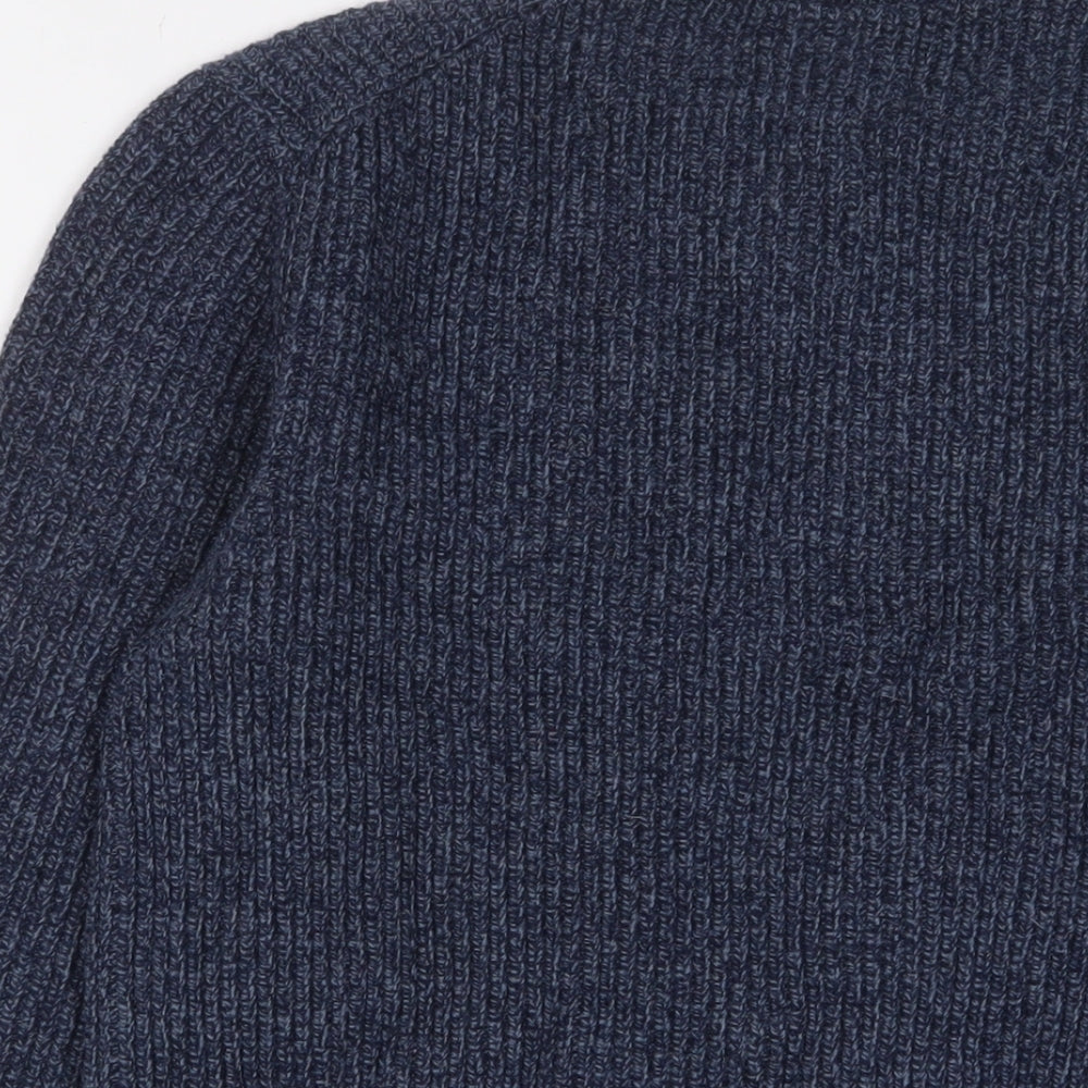 Marks and Spencer Mens Blue Crew Neck Wool Pullover Jumper Size S Long Sleeve