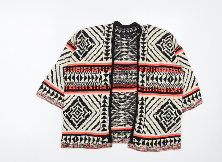 New Look Girls Multicoloured V-Neck Geometric Acrylic Cardigan Jumper Size S Pullover - Open
