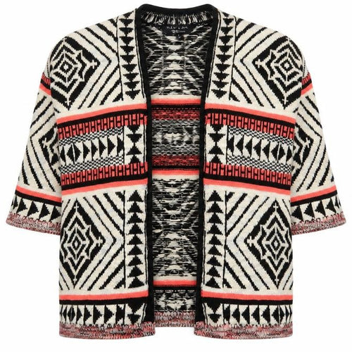 New Look Girls Multicoloured V-Neck Geometric Acrylic Cardigan Jumper Size S Pullover - Open