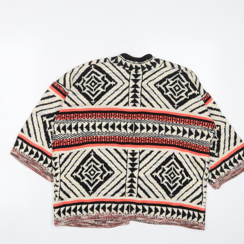New Look Girls Multicoloured V-Neck Geometric Acrylic Cardigan Jumper Size S Pullover - Open