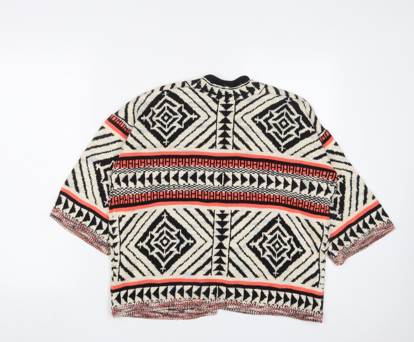 New Look Girls Multicoloured V-Neck Geometric Acrylic Cardigan Jumper Size S Pullover - Open