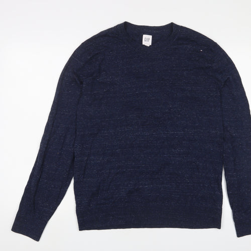 Gap Mens Blue Crew Neck Cotton Pullover Jumper Size L Long Sleeve