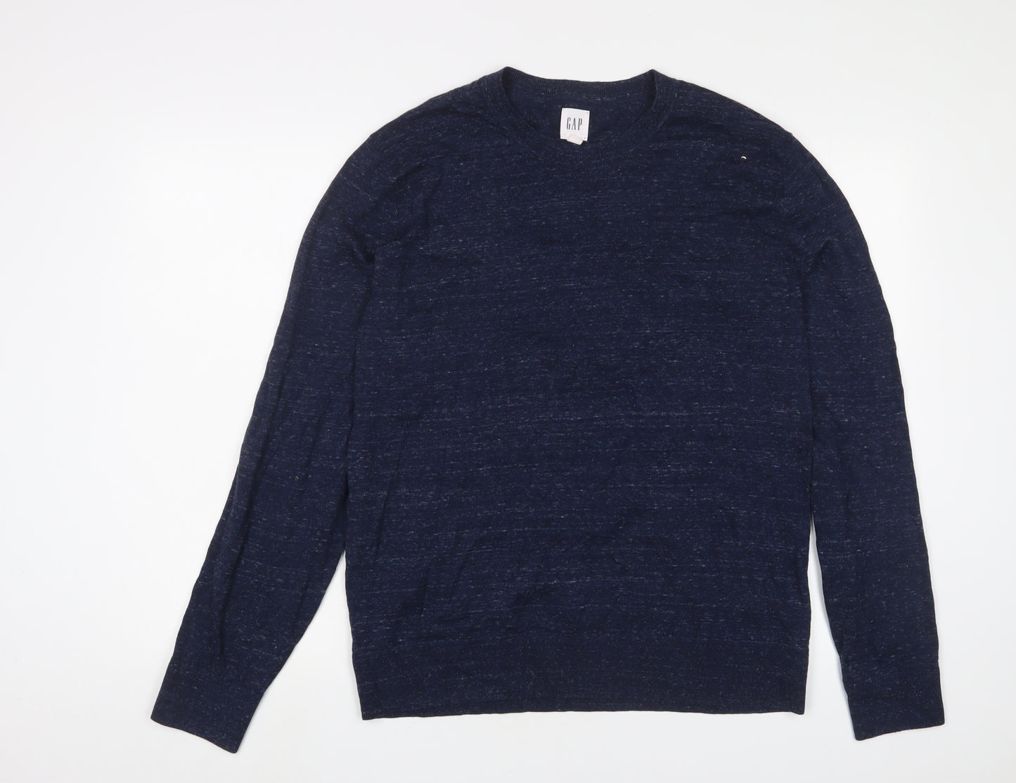 Gap Mens Blue Crew Neck Cotton Pullover Jumper Size L Long Sleeve