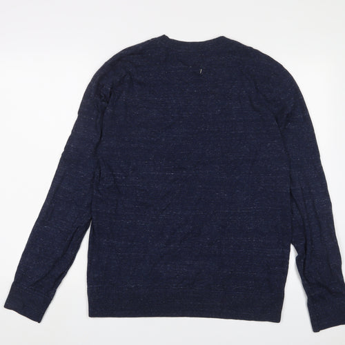 Gap Mens Blue Crew Neck Cotton Pullover Jumper Size L Long Sleeve