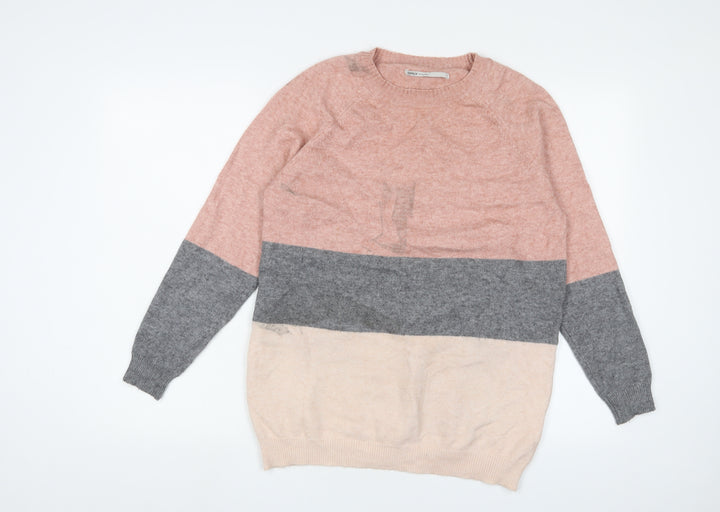 Only Womens Multicoloured Crew Neck Striped Viscose Pullover Jumper Size S
