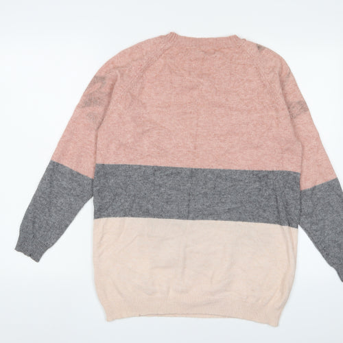 Only Womens Multicoloured Crew Neck Striped Viscose Pullover Jumper Size S