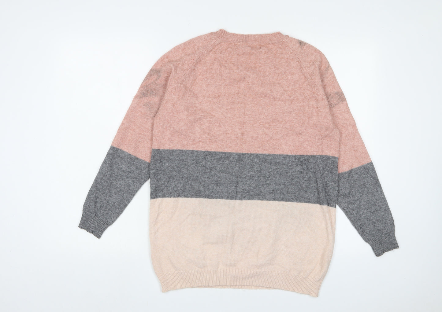 Only Womens Multicoloured Crew Neck Striped Viscose Pullover Jumper Size S