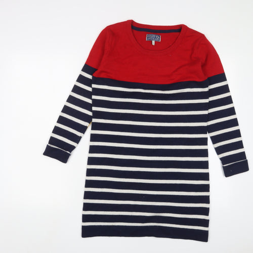 Joules Womens Multicoloured Striped Polyamide Jumper Dress Size 12 Crew Neck Pullover