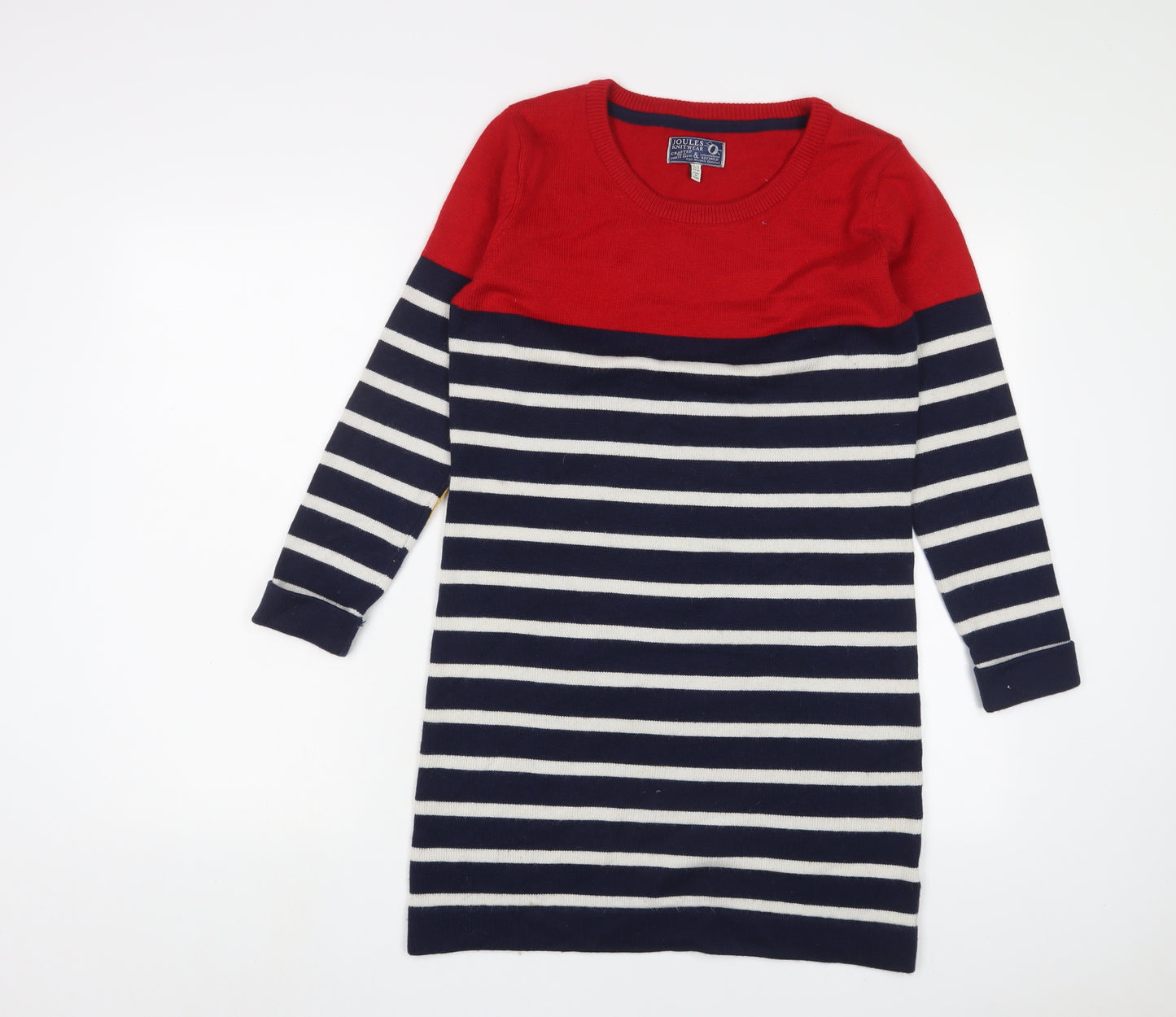 Joules Womens Multicoloured Striped Polyamide Jumper Dress Size 12 Crew Neck Pullover