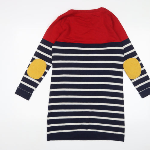 Joules Womens Multicoloured Striped Polyamide Jumper Dress Size 12 Crew Neck Pullover