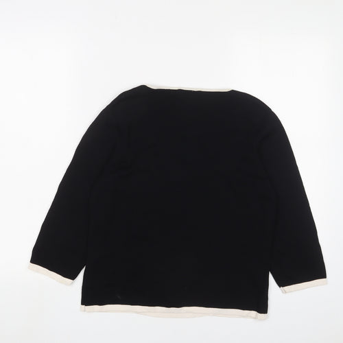 Willi Smith Womens Black Square Neck Striped Viscose Pullover Jumper Size M