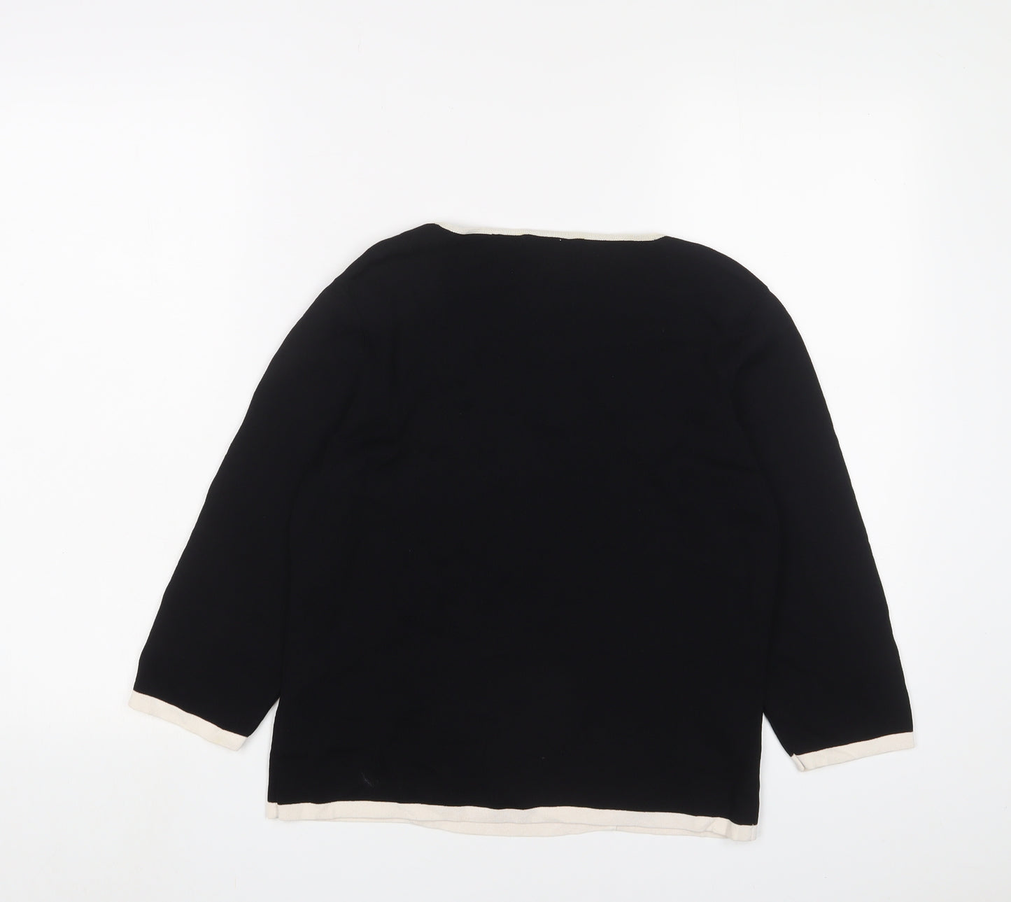 Willi Smith Womens Black Square Neck Striped Viscose Pullover Jumper Size M