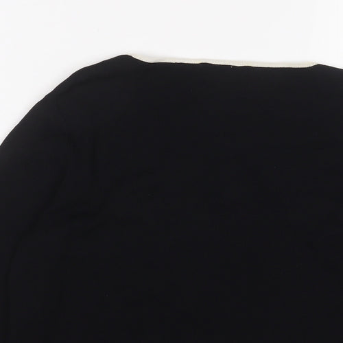Willi Smith Womens Black Square Neck Striped Viscose Pullover Jumper Size M
