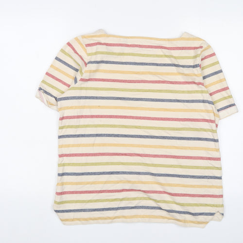 Seasalt Womens Multicoloured Striped Cotton Basic T-Shirt Size 12 Square Neck - Pockets