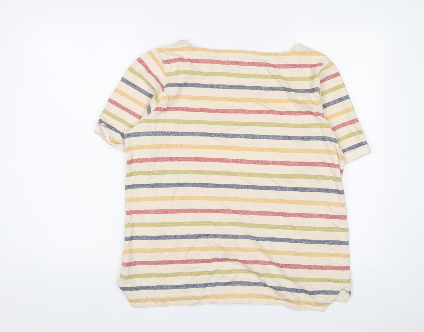 Seasalt Womens Multicoloured Striped Cotton Basic T-Shirt Size 12 Square Neck - Pockets