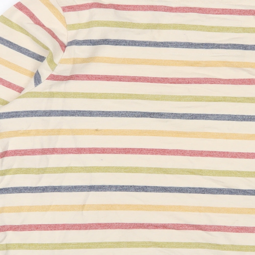 Seasalt Womens Multicoloured Striped Cotton Basic T-Shirt Size 12 Square Neck - Pockets