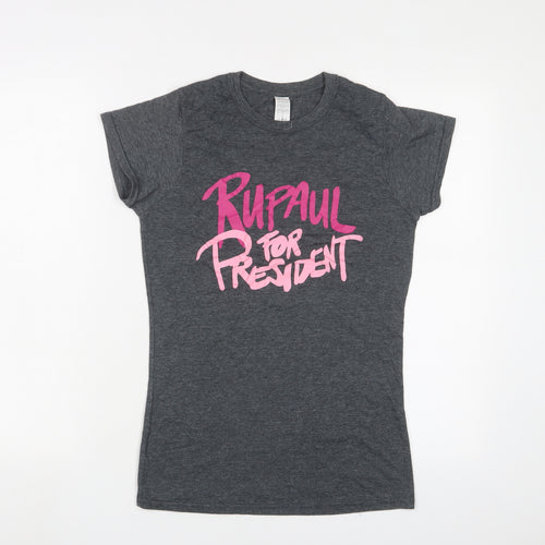 RuPaul's Drag Race Womens Grey Polyester Basic T-Shirt Size M Crew Neck - RuPaul for President