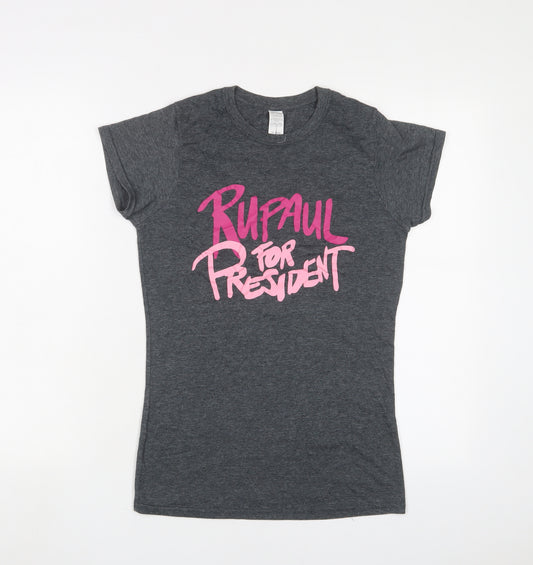 RuPaul's Drag Race Womens Grey Polyester Basic T-Shirt Size M Crew Neck - RuPaul for President