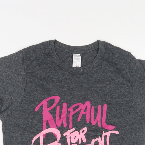 RuPaul's Drag Race Womens Grey Polyester Basic T-Shirt Size M Crew Neck - RuPaul for President