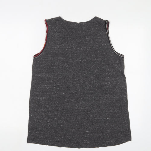 Pull&Bear Womens Grey Fair Isle Cotton Basic Tank Size L Scoop Neck - Embroidered, Beaded