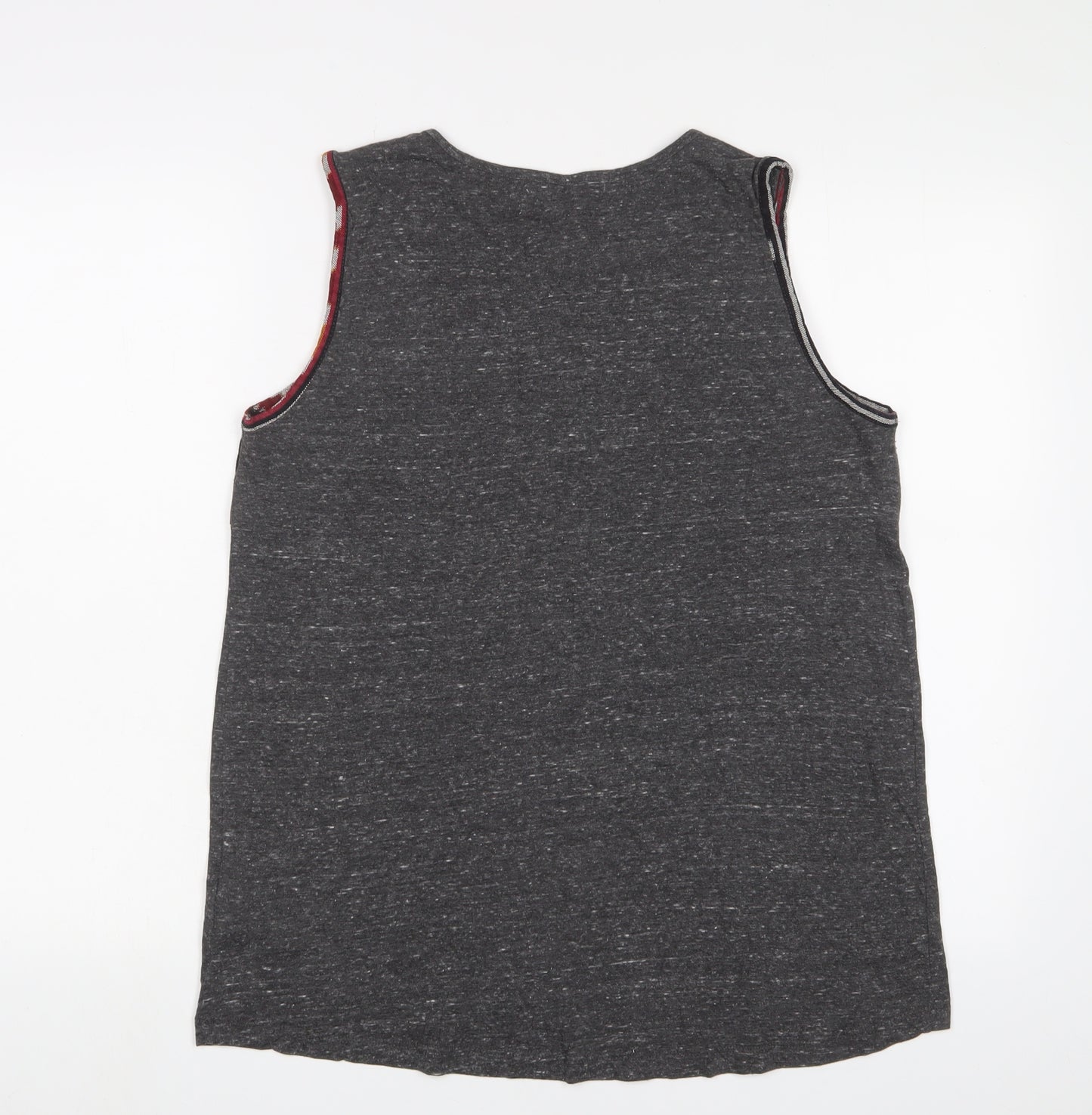 Pull&Bear Womens Grey Fair Isle Cotton Basic Tank Size L Scoop Neck - Embroidered, Beaded