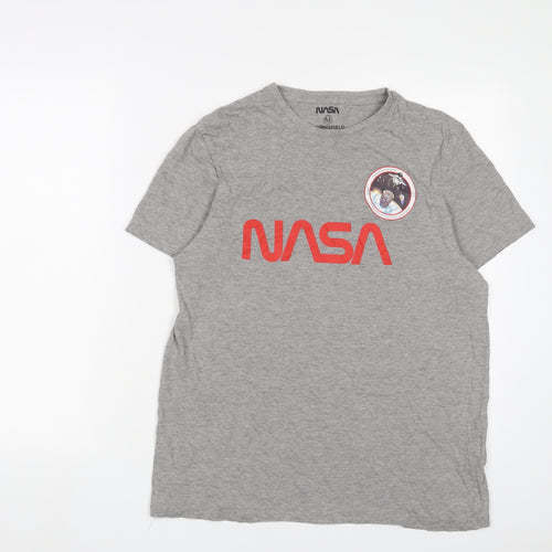 Nasa Mens Grey Cotton T-Shirt Size M Crew Neck