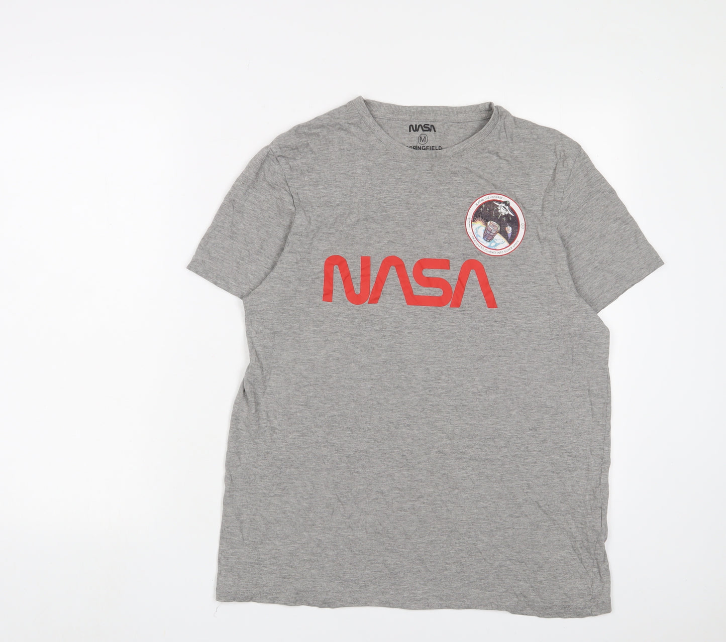 Nasa Mens Grey Cotton T-Shirt Size M Crew Neck