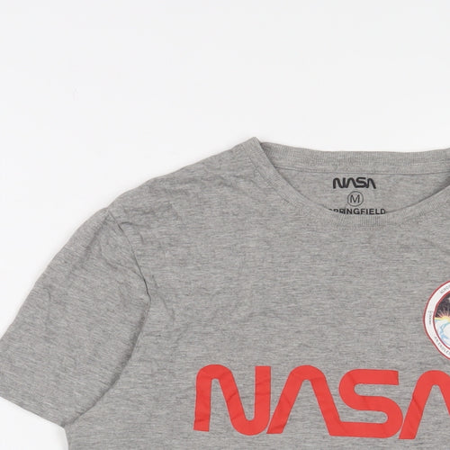 Nasa Mens Grey Cotton T-Shirt Size M Crew Neck