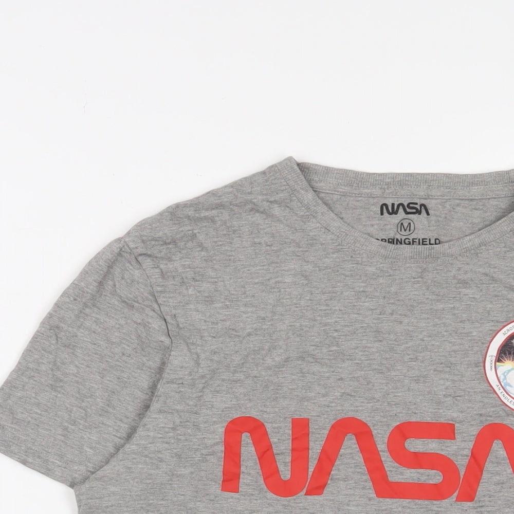 Nasa Mens Grey Cotton T-Shirt Size M Crew Neck