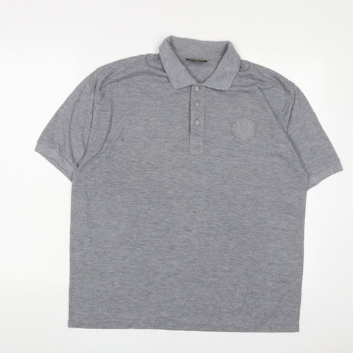 Elbow Mens Grey Polyester Polo Size XL Collared Button - Logo, Embroidered