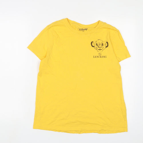 The Lion King Womens Yellow Cotton Basic T-Shirt Size S Crew Neck