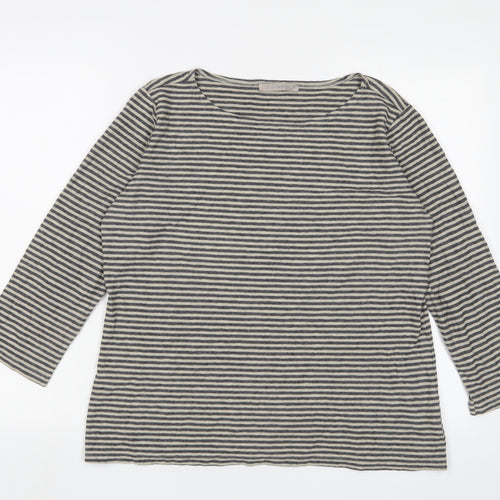 Cut Loose Womens Brown Boat Neck Striped Cotton Pullover Jumper Size M