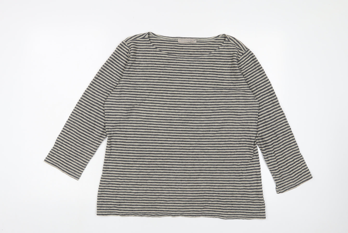 Cut Loose Womens Brown Boat Neck Striped Cotton Pullover Jumper Size M