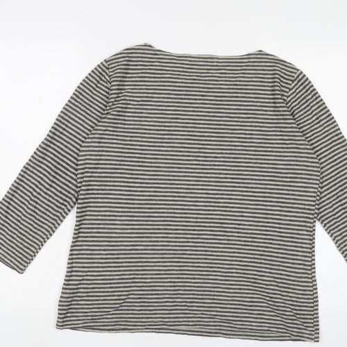 Cut Loose Womens Brown Boat Neck Striped Cotton Pullover Jumper Size M