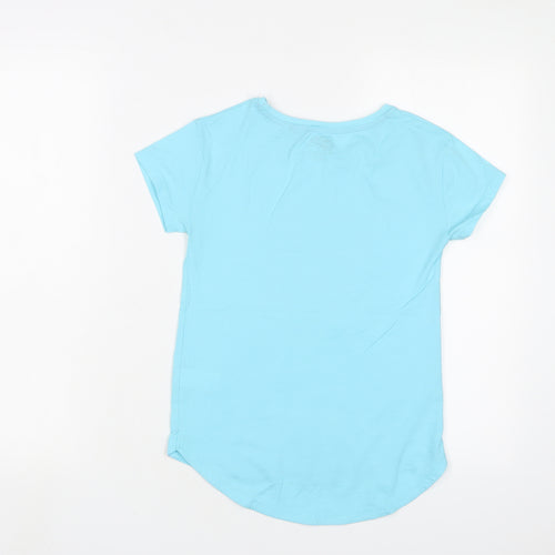 Shopkins Girls Blue Cotton Basic T-Shirt Size 9 Years Crew Neck Pullover - Sequins