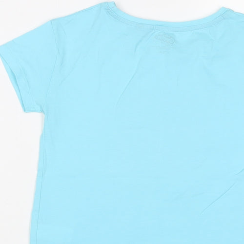 Shopkins Girls Blue Cotton Basic T-Shirt Size 9 Years Crew Neck Pullover - Sequins